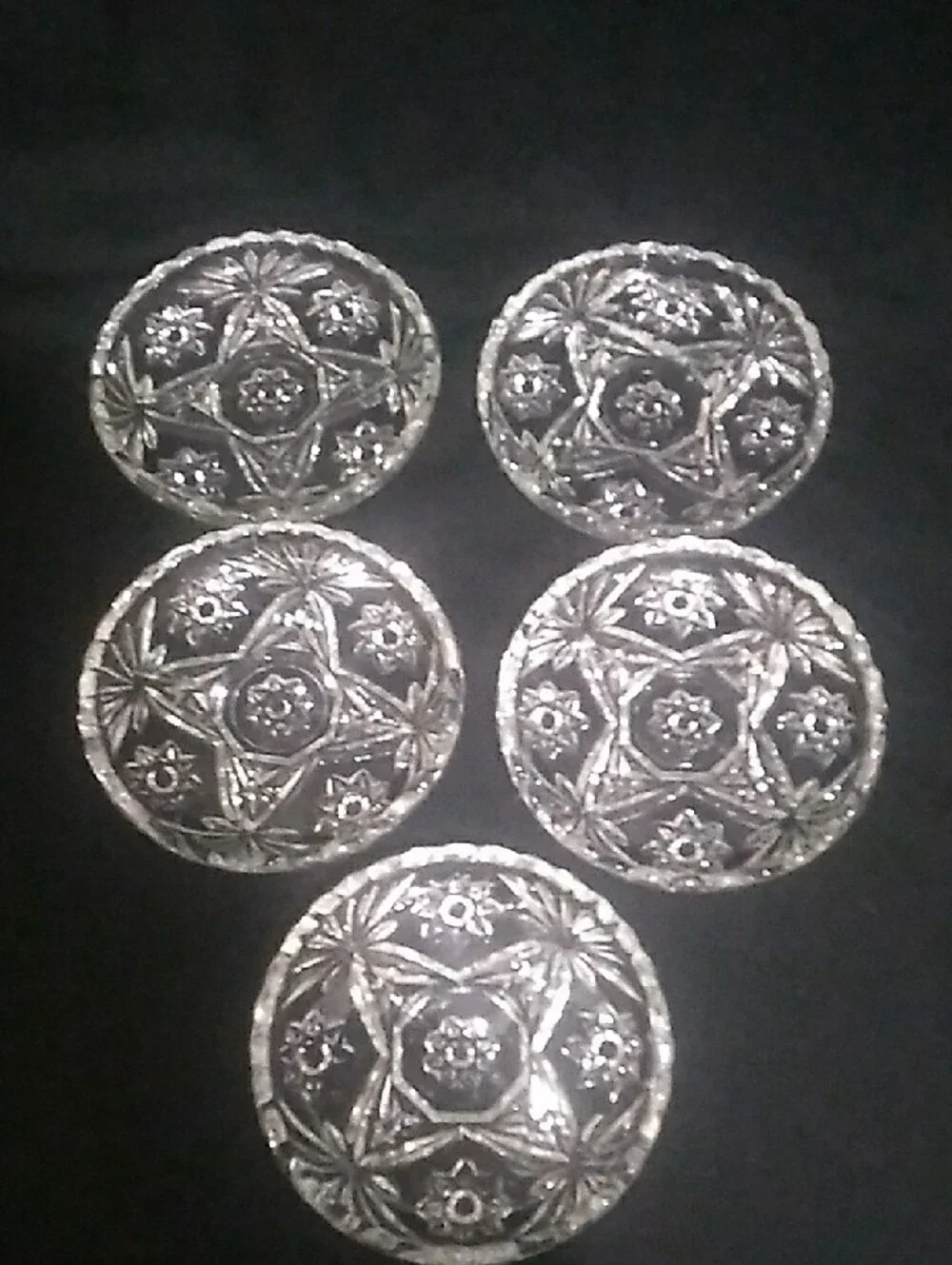 Anchor Hocking Pressed Clear Cut Glass Coaster Set 5 Star of David Pattern (B6) - Picture 4 of 7